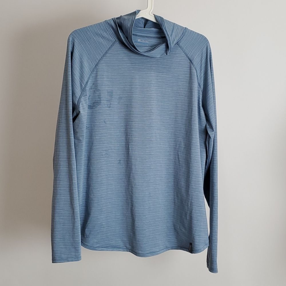 Columbia Women shirt long sleeve lightweight turtleneck hiking sport sz L blue